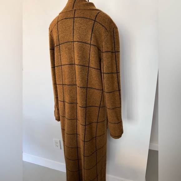 LINE Plaid Long Cardigan/Duster – Brown & Black Check - Size Medium - Picture 8 of 17